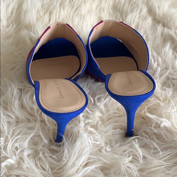 NWOT Charles & Keith Blue /Purple /Grey Mule Heels - Picture 3 of 5